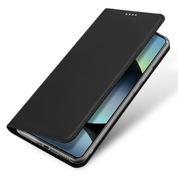 Чехол книжка из PU кожи черного цвета от Dux Ducis для Xiaomi Redmi Note 14S, серия Skin Pro Series Case