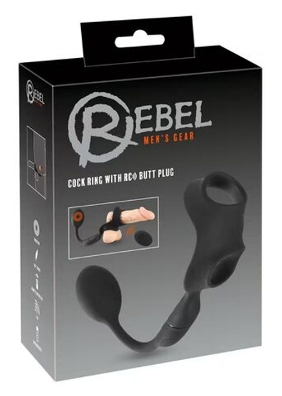 Черное виброкольцо с анальной пробкой Cock Ring with RC Butt Plug (Цвет: черный)
