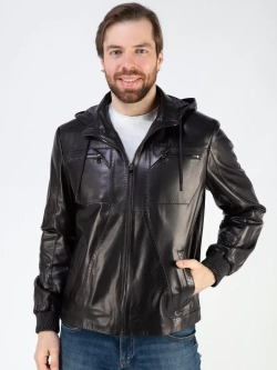Кожаная куртка демисезонная с капюшоном