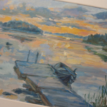 Постер с паспарту 30х40 см Репродукция с авторской картины маслом "Финляндия. Светает"