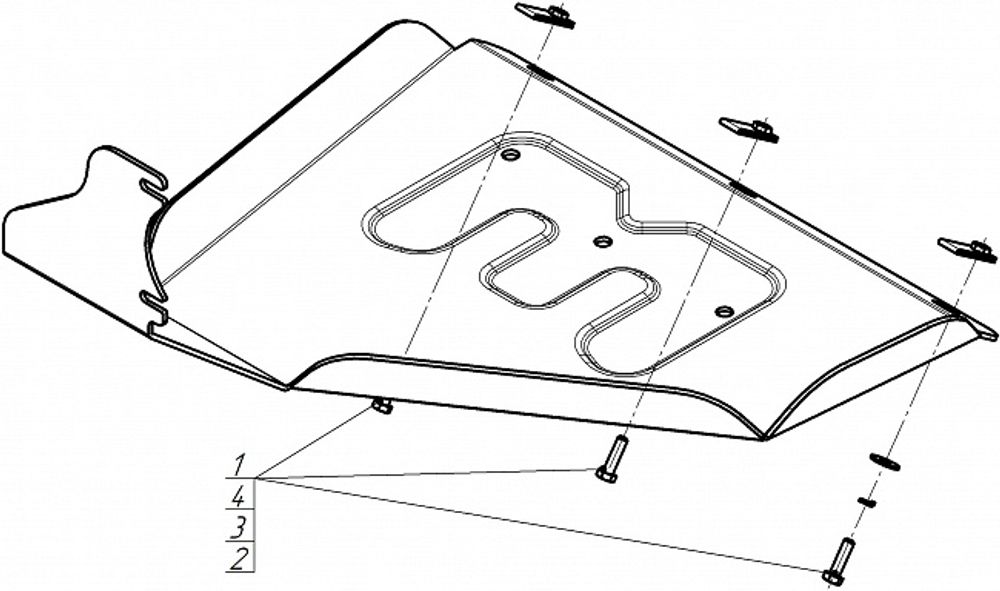 Защита заднего электромотора. 4 мм, Алюминий для Li Auto L7 2024-н.в., Motodor.349911
