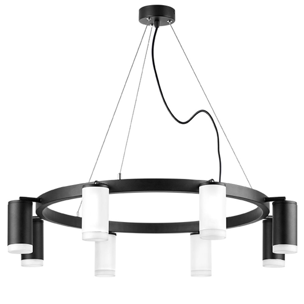 LR0183643740 Люстра RULLO 8х50W GU10 ЧЕРНЫЙ/БЕЛЫЙ (571018+214436-4+214437-4+202430-8)