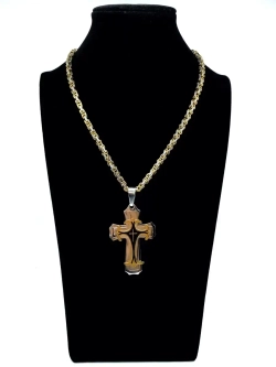 Объемная цепочка с крестиком Steel Rage толстого плетения