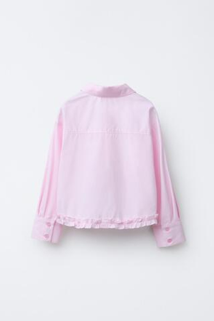 ZARA РУБАШКА С ВОЛАНАМИ СНИЗУ, РОЗОВЫЙ