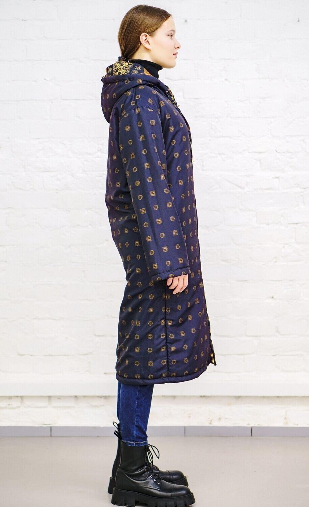 Двустороннее пальто-парка "Византия", по мотивам русского золотного шитья в церковных одеяниях