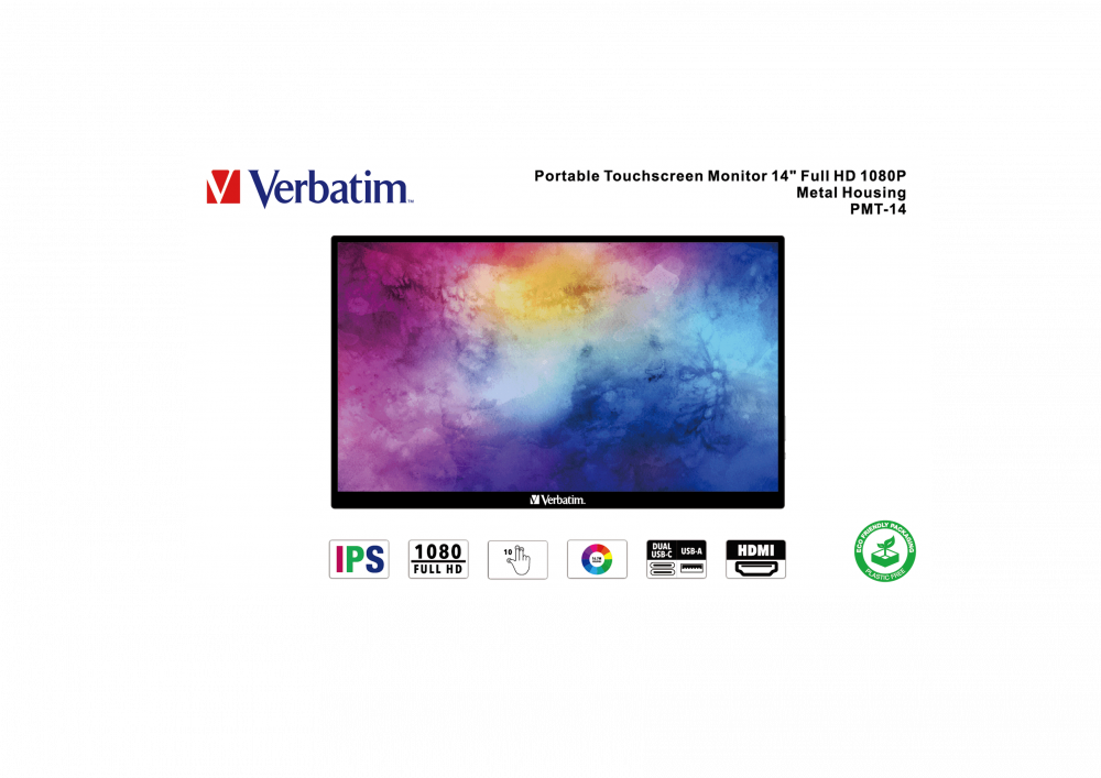 Портативный сенсорный монитор Verbatim PMT-14 Portable Touchscreen Monitor 14" Full HD 1080p