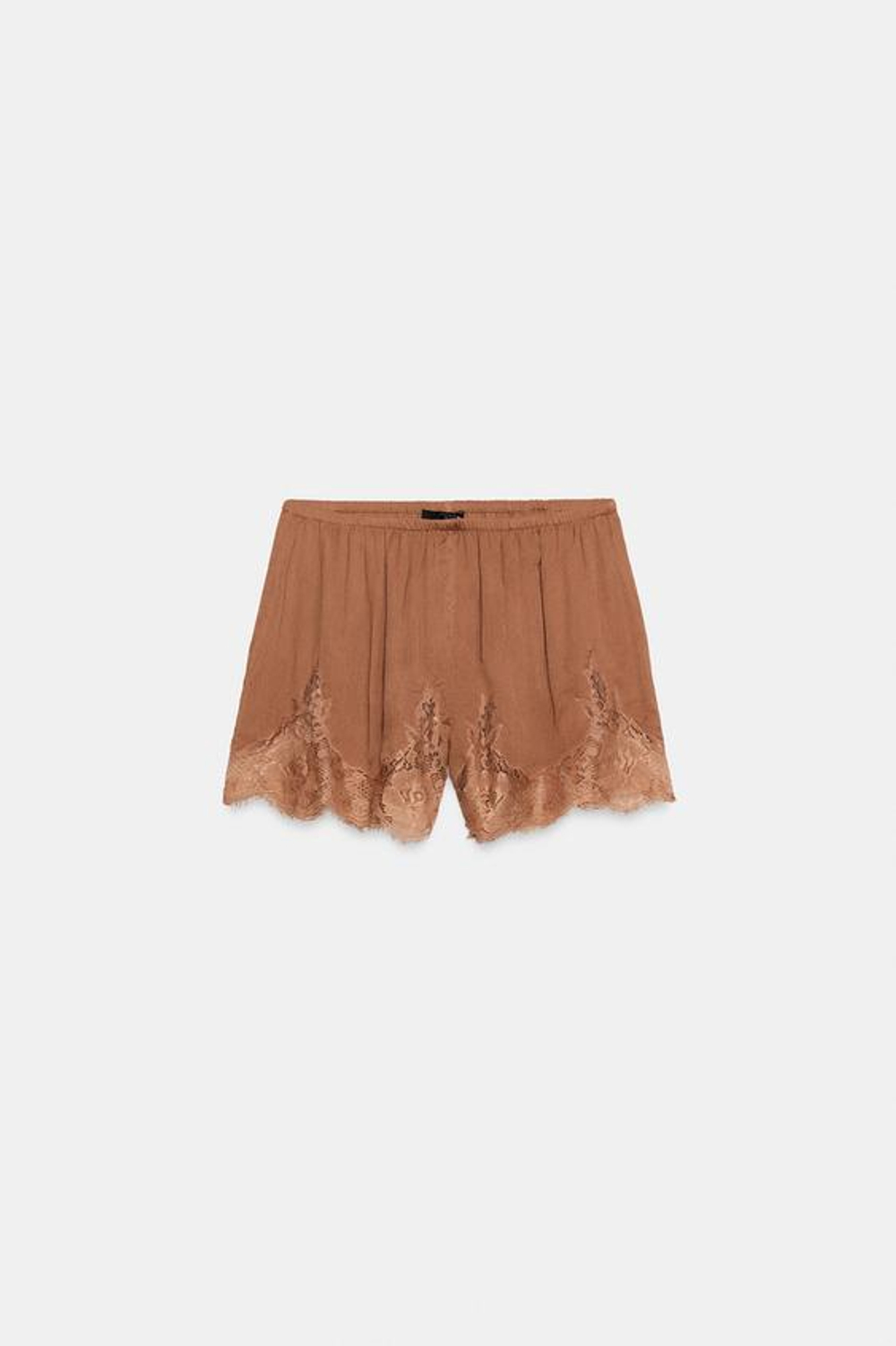 ZARA КРУЖЕВНЫЕ ШОРТЫ — ZW COLLECTION, ЧЕРЕПИЧНЫЙ
