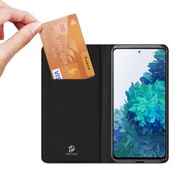 Чехол книжка из PU кожи черного цвета от Dux Ducis для Samsung Galaxy S20 FE, серия Skin Pro Series Case