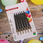 Свечи для торта «Золотая звезда» 8 см (набор 6 шт), черый/золото