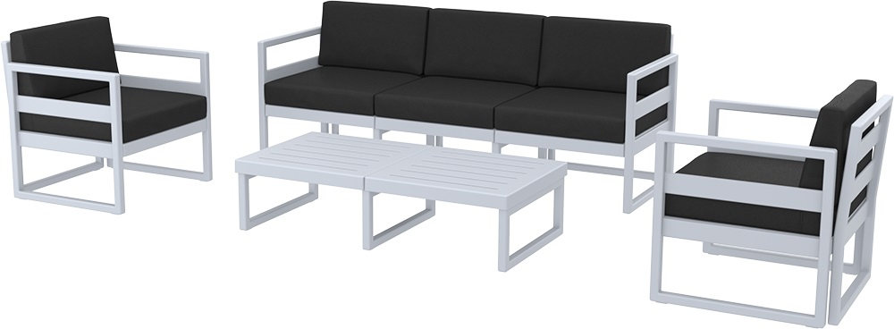 Комплект пластиковой мебели Siesta Contract Mykonos XL, серебристый, черный