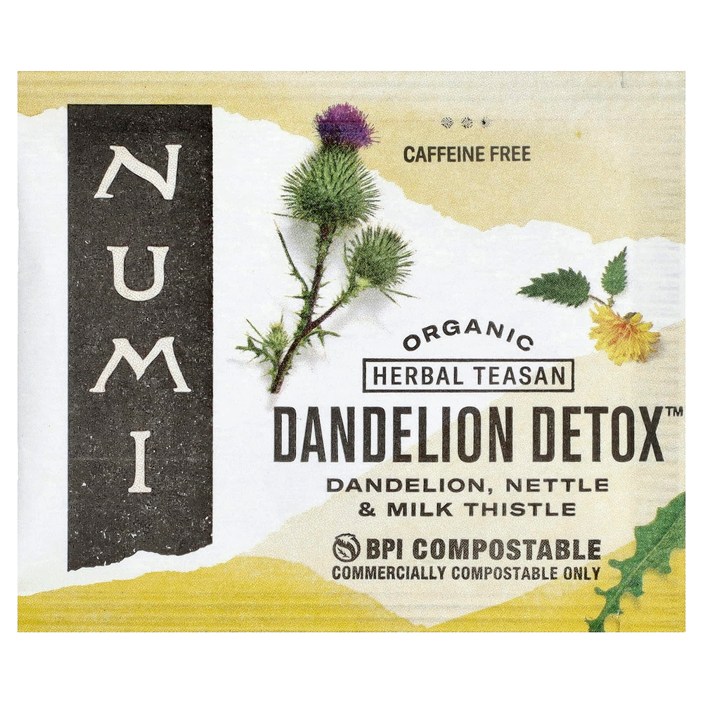 Numi Tea, Organic Dandelion Detox™, без кофеина, 16 чайных пакетиков без ГМО, 32 г (1,13 унции)
