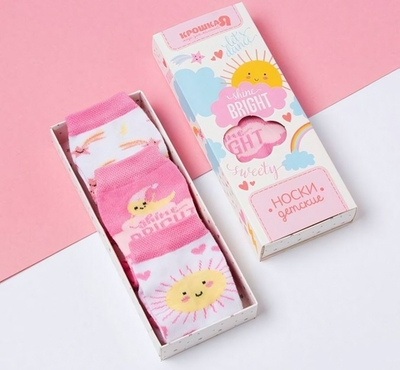 Набор детских носков для девочек "Bright" 3 пары, р.8-10, 4562647 (Крошка Я)