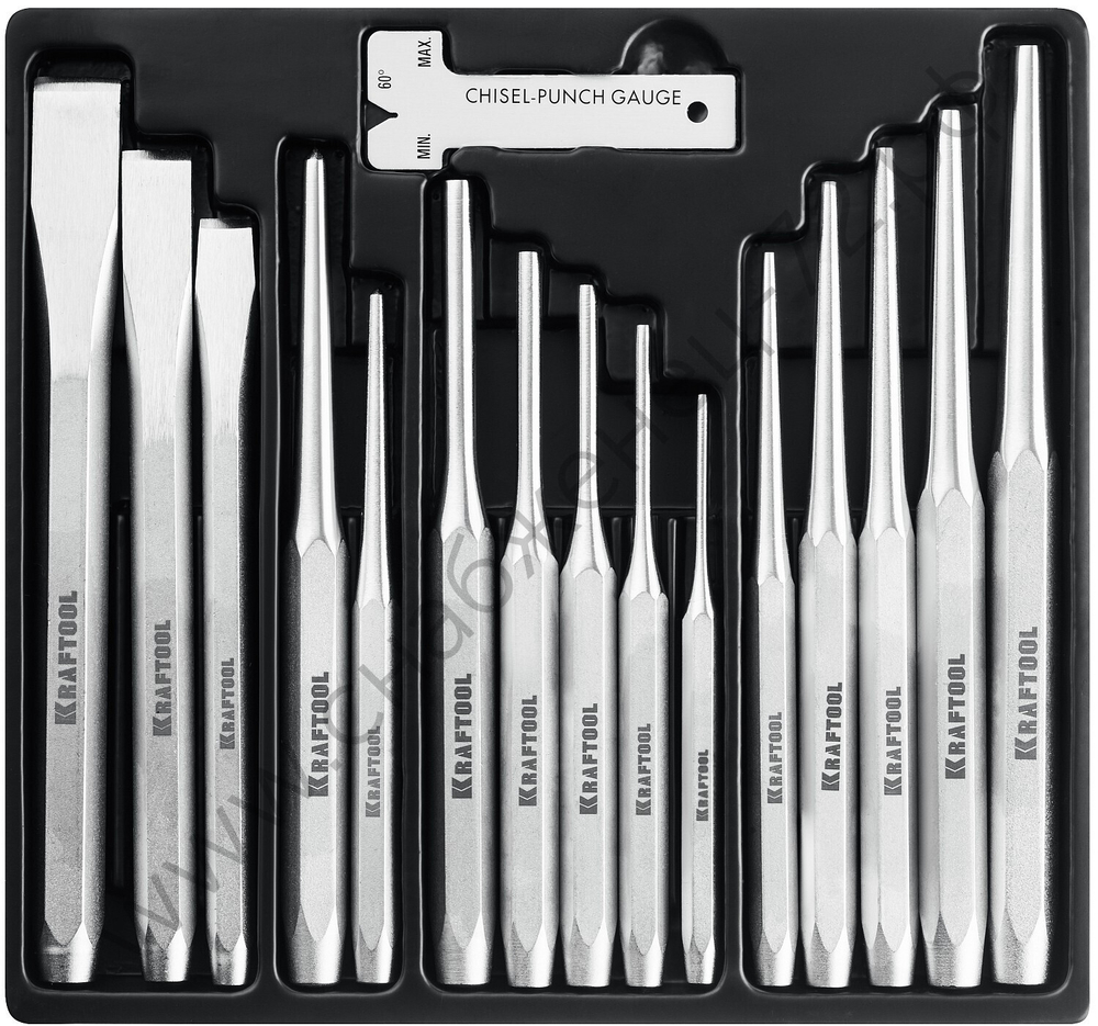 KRAFTOOL GRAND-15, 15 предметов, Набор зубил и кернеров (21075-H15)