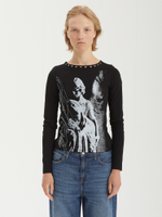 Топ Silent Vow Black Sigil Cursive Graphic Eyelet Neck