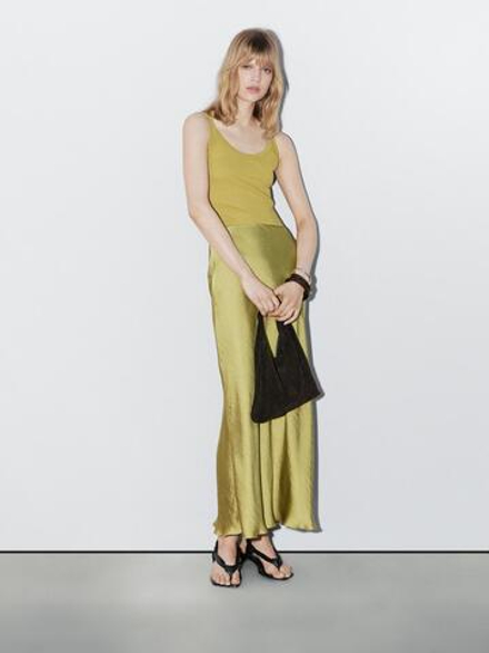 Massimo Dutti Трикотажное боди на бретелях - Studio, бутылочно-зеленый