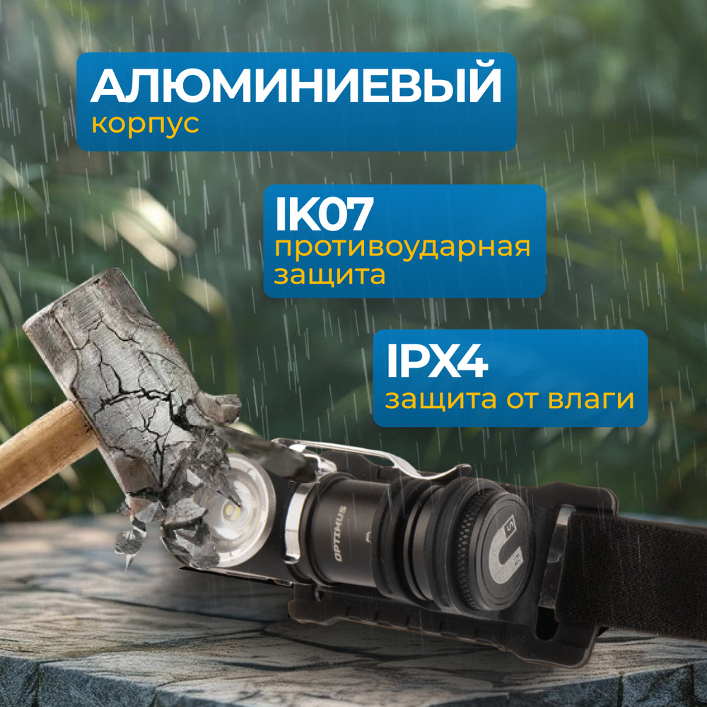 OPT-HL600 Фонарь налобный съёмный, 600 Лм