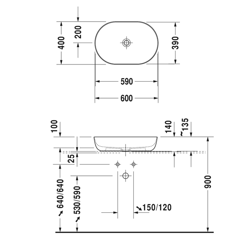Раковина Duravit Luv 0379600000 накладная 60 см, цвет белый