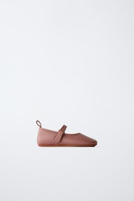 ZARA КОЖАНЫЕ БАЛЕТКИ, РОЗОВЫЙ