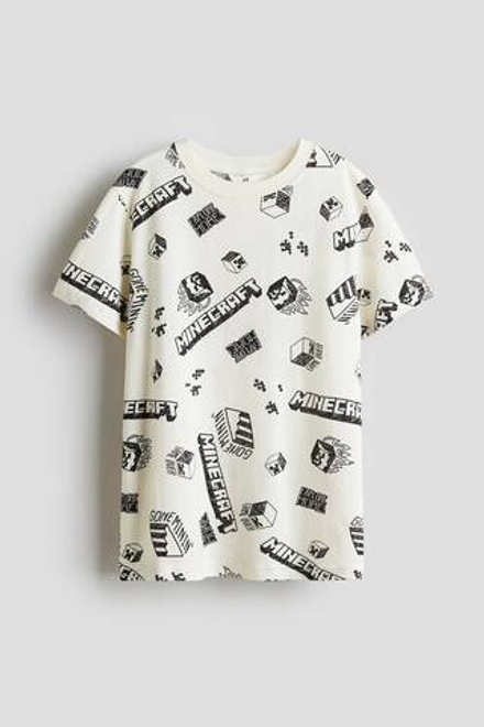 H&M Футболка из хлопка с принтом, белый