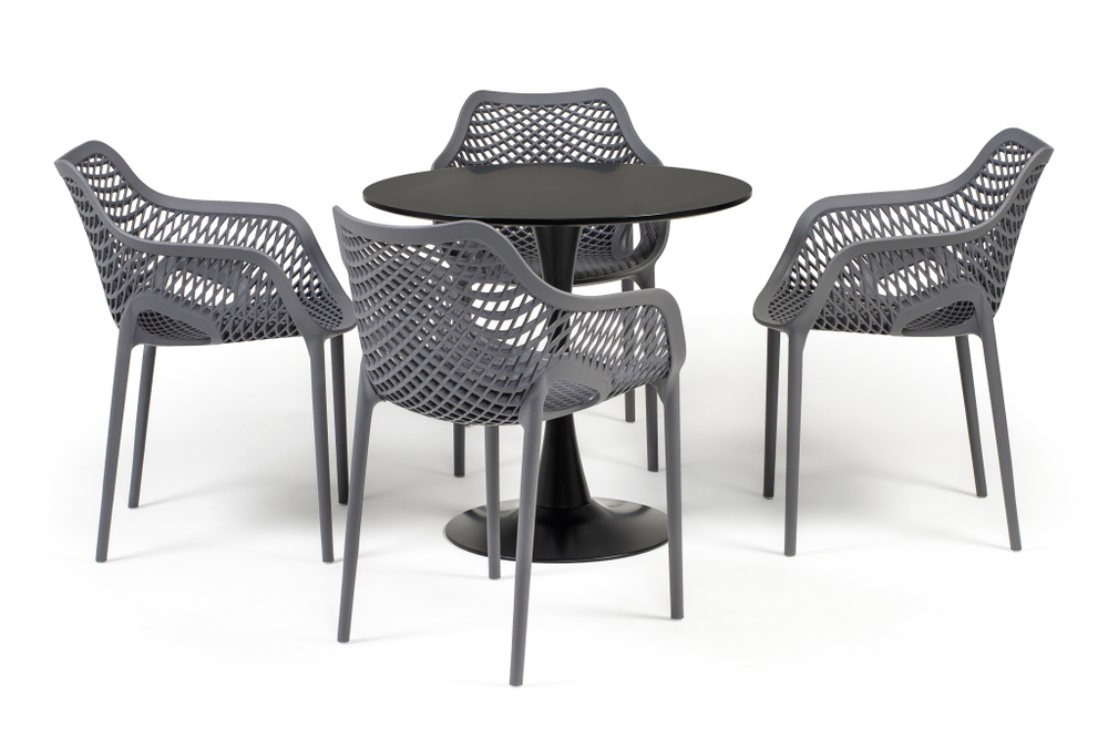 "Беллини" обеденная группа на 4 персоны, цвет темно-серый