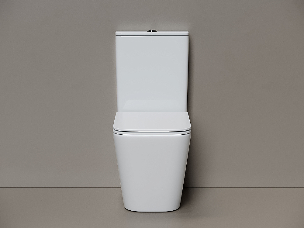 Унитаз напольный Ceramica Nova Cubic CN1803T-B/CN1803T-T белый, безободковый, с крышкой микролифт, слив торнадо