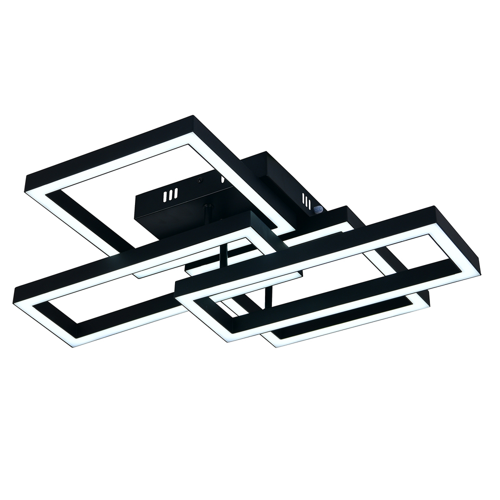 Потолочный светодиодный светильник 70Вт, 1920лм, 3000-6000K, Ra>80, плавная регулировка мощности, изменение цветовой температуры, ночник, пульт, металл/пластик, черный/белый