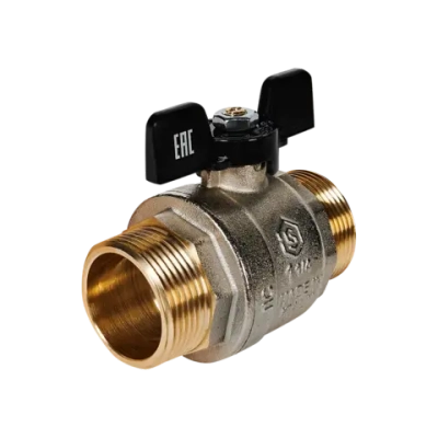 Кран шаровой полнопроходной STOUT - 1"1/4 (НР/НР, PN40, Tmax 150°C, ручка-бабочка черная)