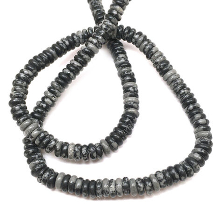 Обсидиан снежный 6х2 мм, бусины - рондели (нить 38 см)