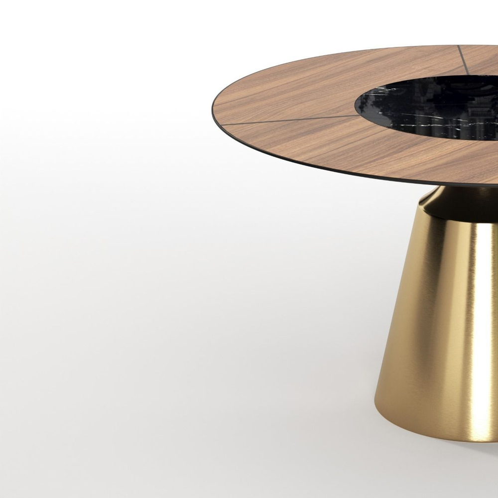 Стол круглый Lucas 120, шпон, керамика глянцевая, черная