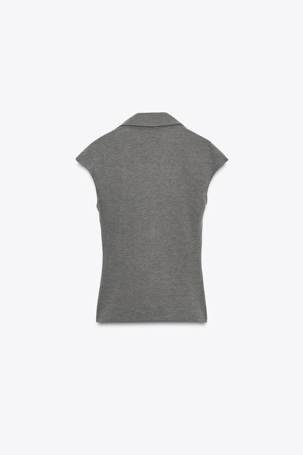 ZARA ТОП ИЗ ПИКЕ С ПУГОВИЦАМИ, АНТРАЦИТОВО-СЕРЫЙ