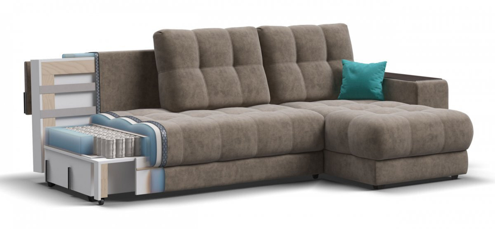 Угловой диван BOSS XL Велюр Royal тауп