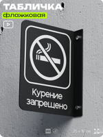Табличка Курение запрещено флажковая на стену, двусторонняя с крепежом, 19 х 25 см, для офиса, кафе, отеля, серия COSMO, Айдентика Технолоджи