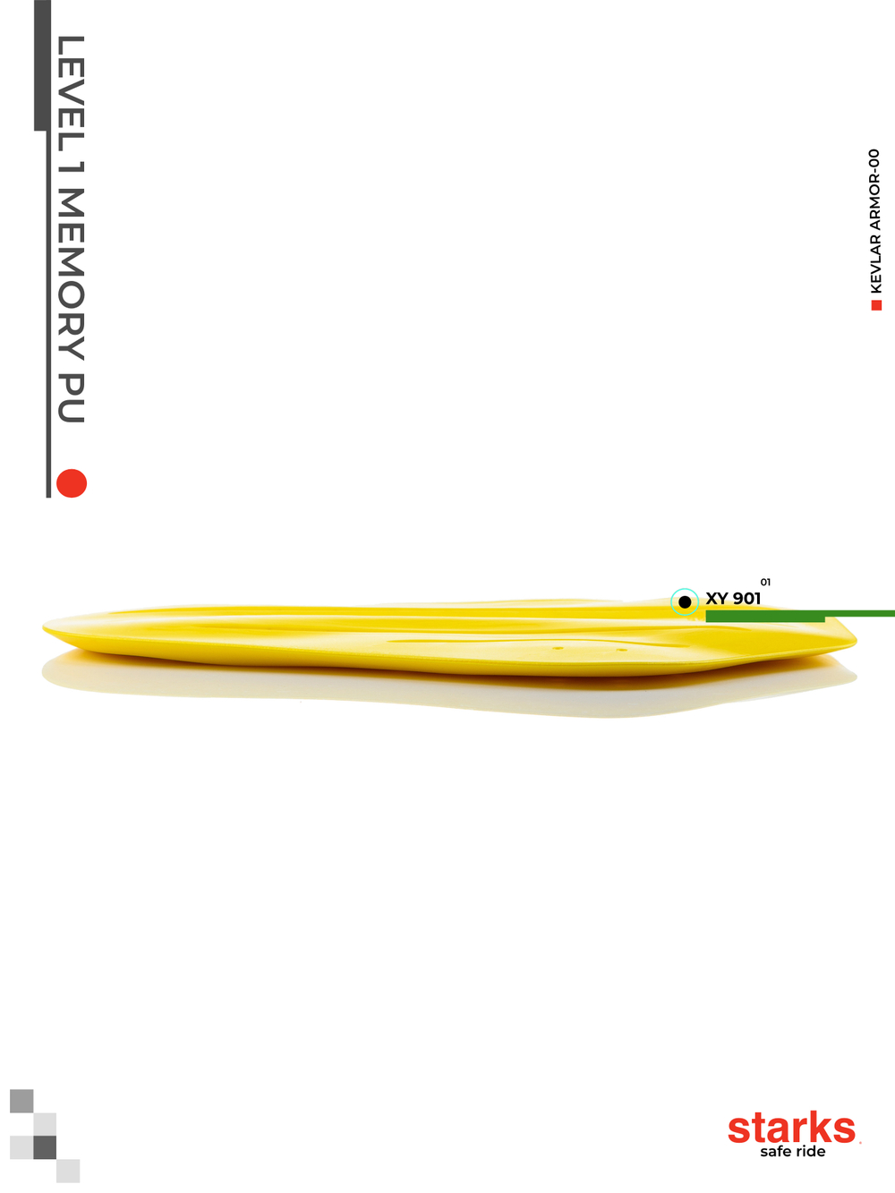 XY 901 Защитная вставка спина LEVEL 1 MEMORY PU (Желтый)