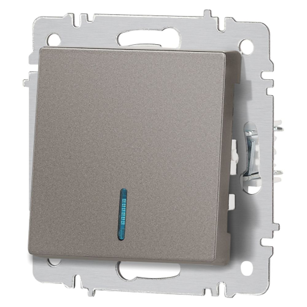 Выключатель Intro Accent 6-102-09 с подсветкой, 10А-250В, IP20, СУ, AL/CU, титан