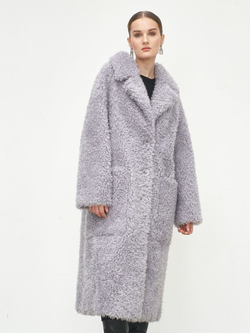 Шуба женская чебурашка тедди эко, серая, SilverFox