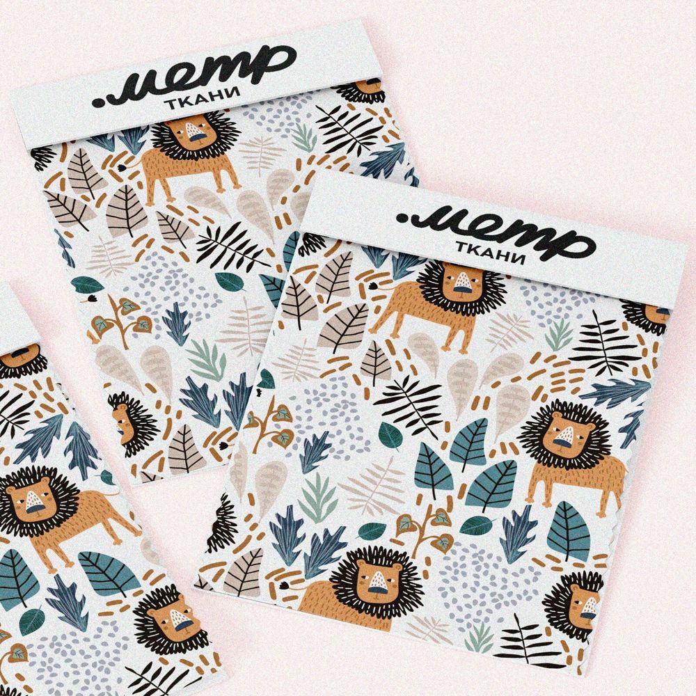 Ткань габардин львята в лесу