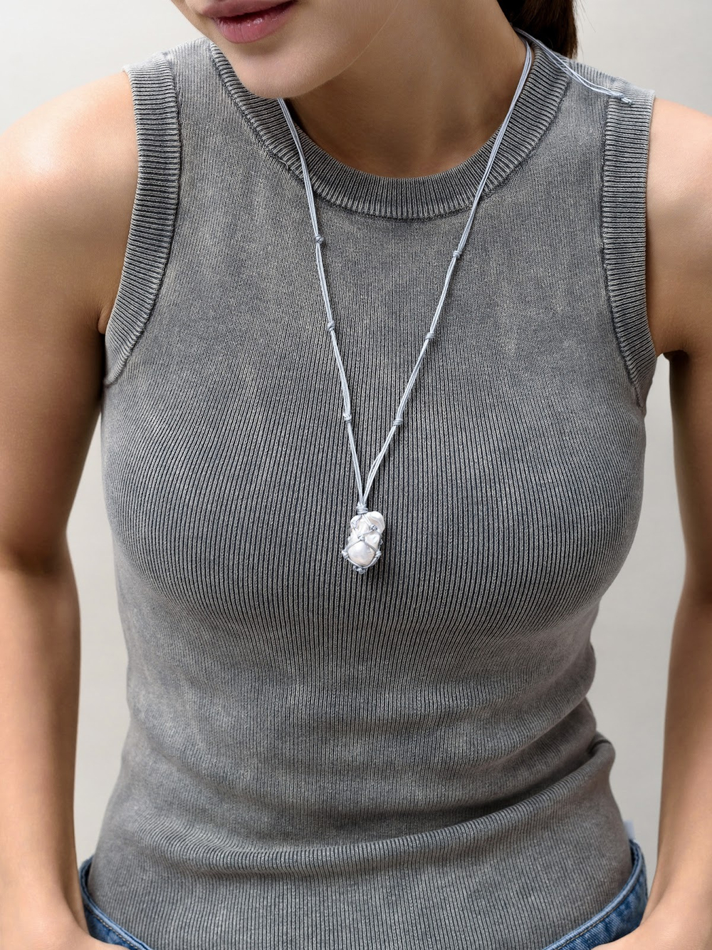 Колье "Cord Pearl" Gray с жемчугом