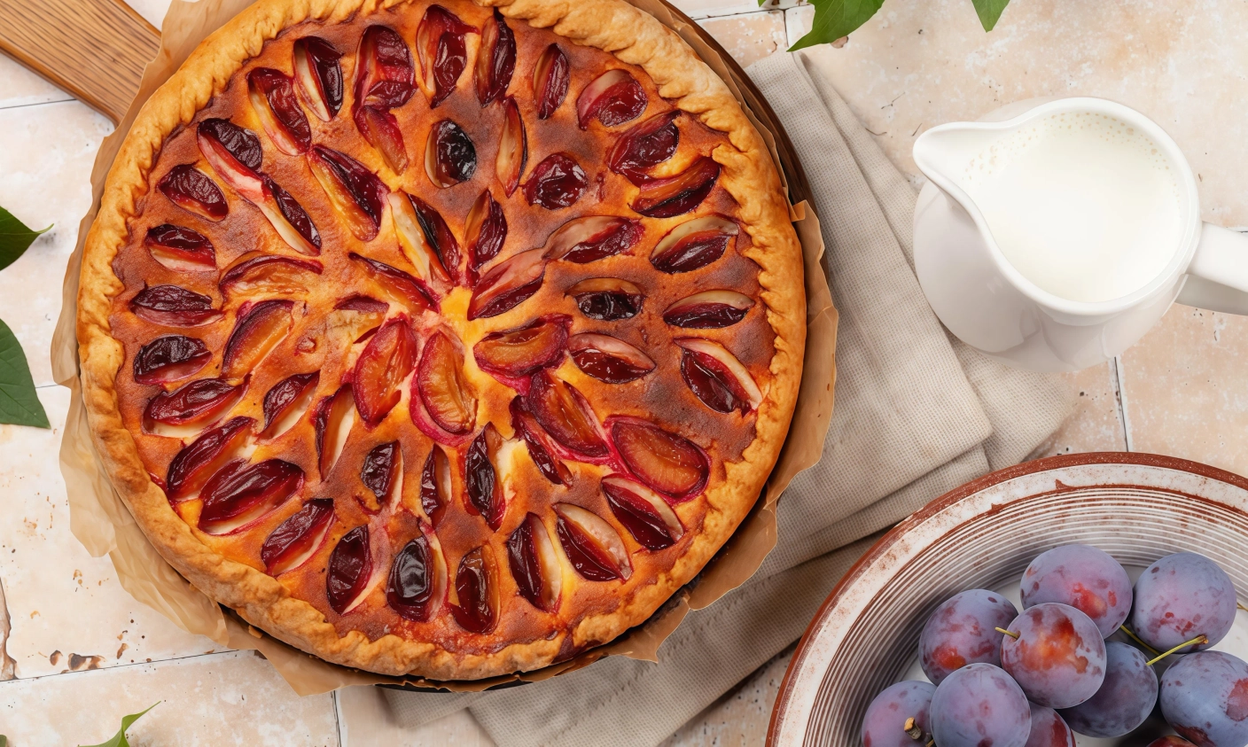 Пирог со сливами на песочном тесте