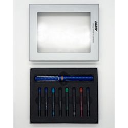 Набор Lamy Safari синяя перьевая ручка F и 8 картриджей ассорти (4000142/к)