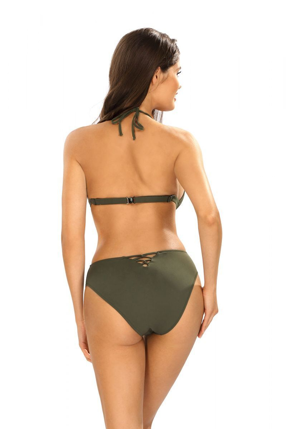 Стильный раздельный купальник со шнуровкой (Размер: 80/40) (Цвет: хаки)