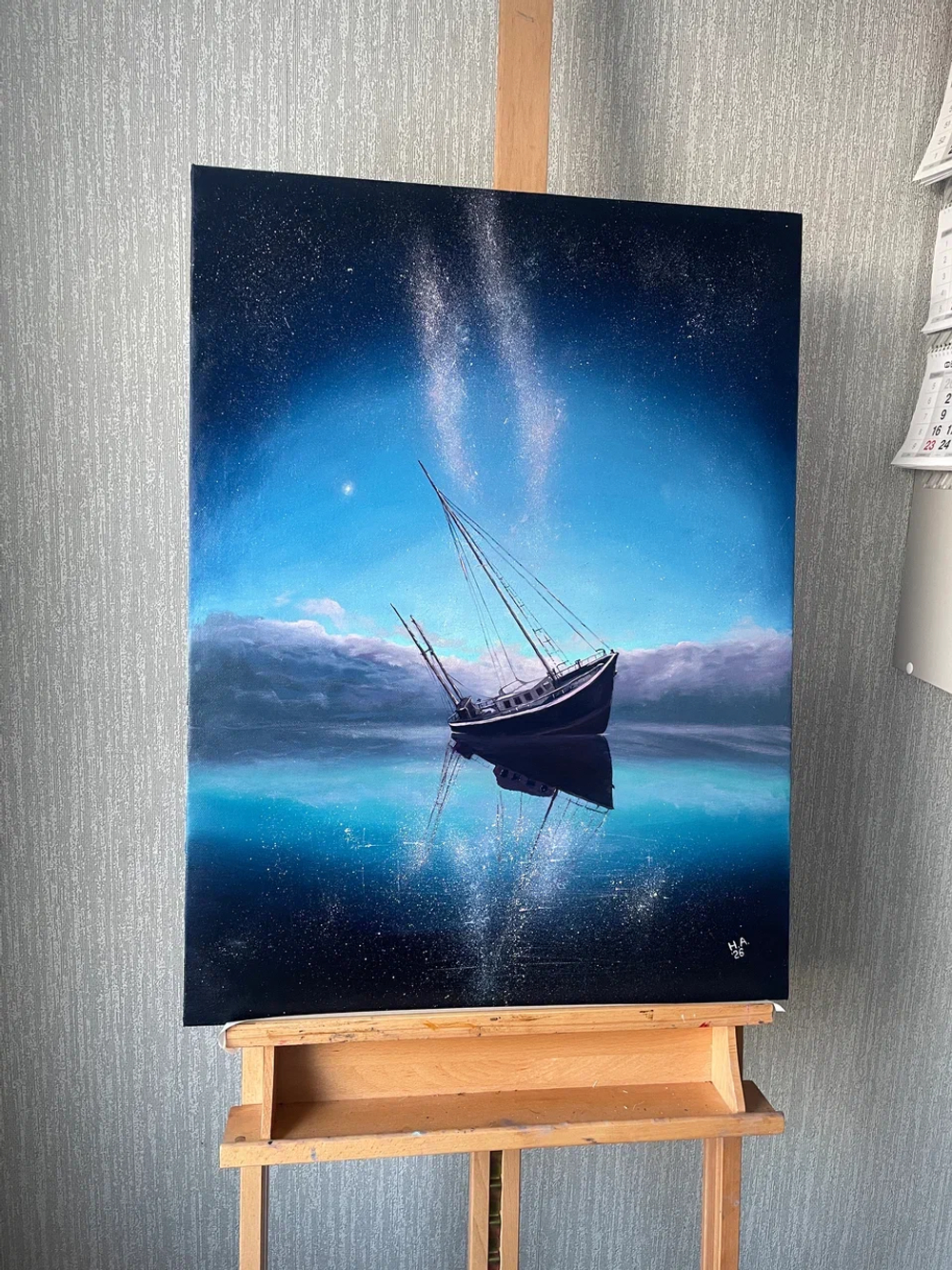 Картина маслом на холсте "Звёздный причал" 80х60 см. Деревянный подрамник. Художник Наталия Осадчук