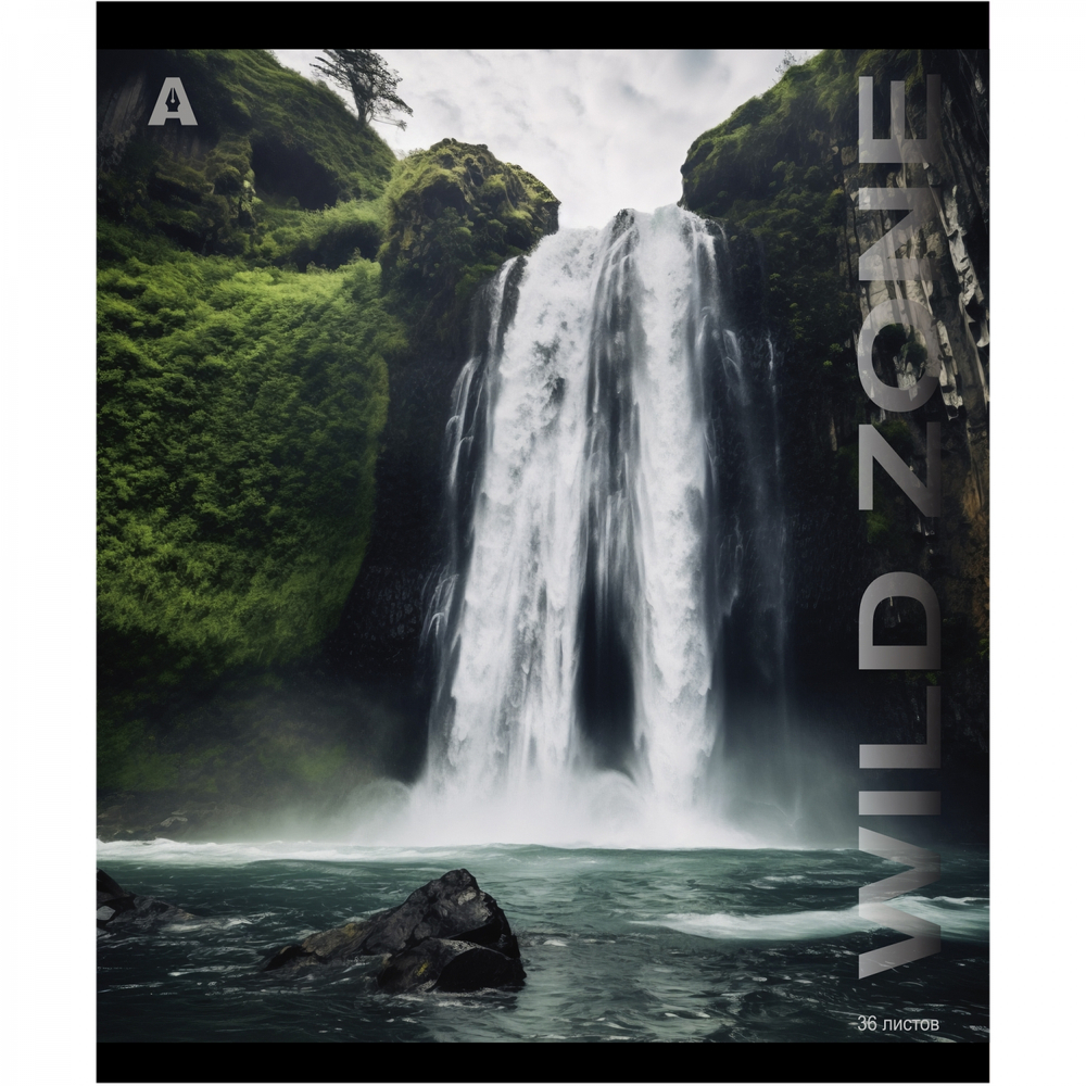 Тетрадь 36 л., А5, линия, Alingar, "Wild zone", скрепка, офсет, мелованная бумага, 5 дизайнов в пленке т/у