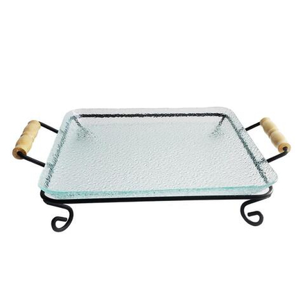 Подставка фуршетная стойка + блюдо стекло 35*28*7,5 см прямоуг. металл P.L.