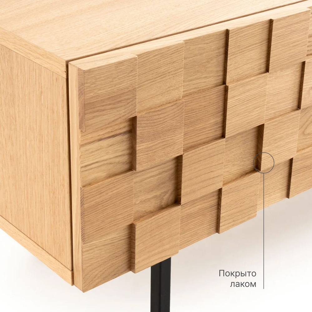 Тумба под телевизор 160х40х41, Лоред, напольная, дизайнерская с декоративными фасадами из дуба, на металлических ножках в стиле лофт, массив дуба, Dipriz