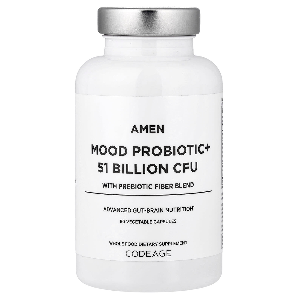Codeage, Amen, пробиотик для настроения + со смесью пребиотической клетчатки, 60 вегетарианских капсул