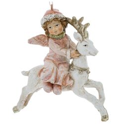 GAEM Украшение новогоднее "Ангел на олене", L8 W4,5 H9,5 см