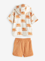 Пончо и шорты в комплекте для мальчика Next E22-926, Оранжевый, Молочный