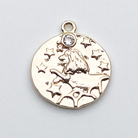 Подвеска Знак Зодиака Лев, цвет золото, фианит, размер 16*14 мм, цена за 1 шт