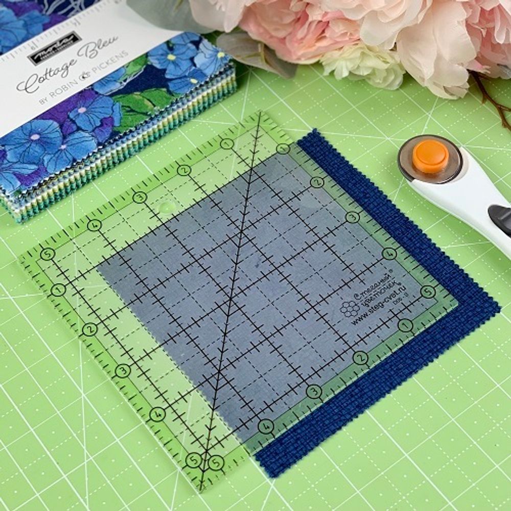 Линейка для пэчворка в дюймах, 5 ½ х 5½" (арт. D05-S)