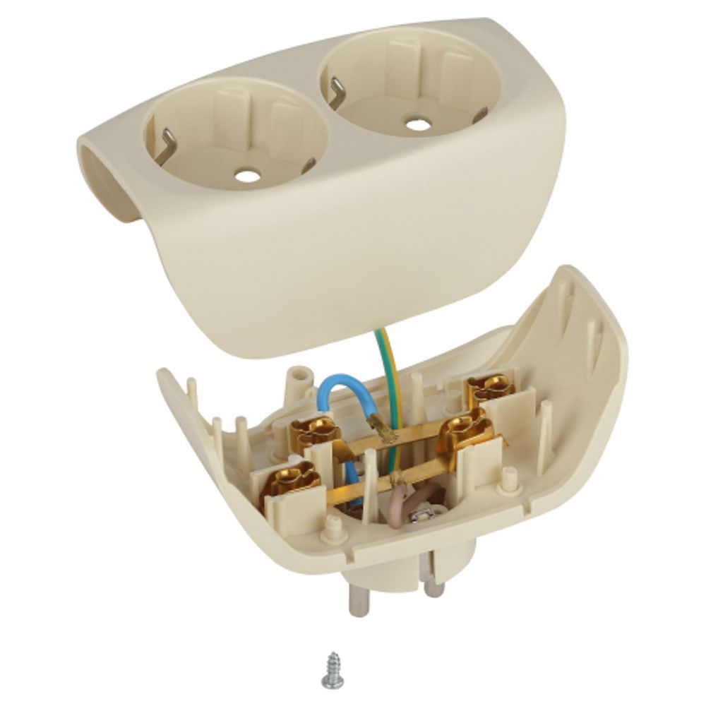 Разветвитель электрический ЭРА SP-2e-I на 2 розетки с заземлением со шторками 16А слоновая кость | Тройники